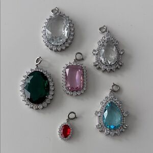 Paco Rabanne Rhinestone & Silver Bag Charm Set of 6